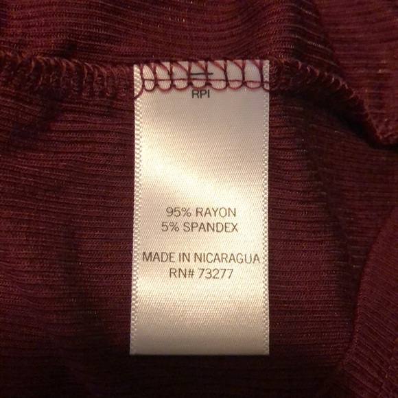 NWT Burgundy Long Sleeve Soft Ribbed Top for Women - Picture 8 of 9